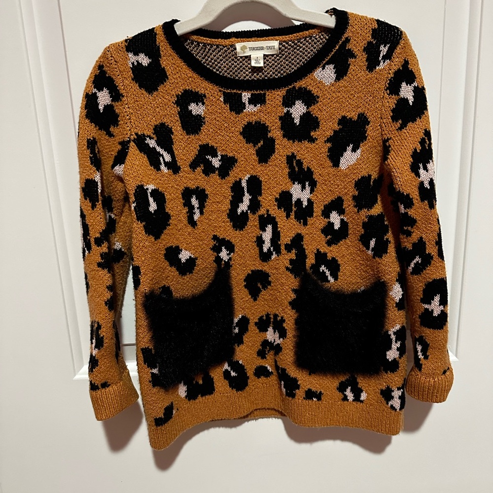 Tucker + Tate Toddler Girls Tan Fun Times Jacquard Pocket Tunic Sweater Size 4